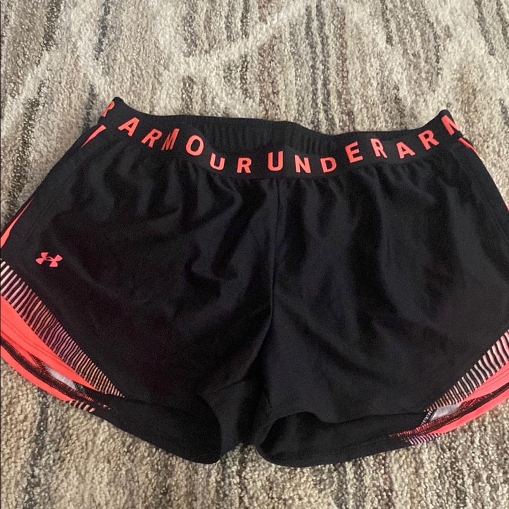 Under Armour Black and Pink Athletic Shorts Performance Design